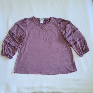 Linda Leal Mauve💜 Puffy Sleeves Top - NWT